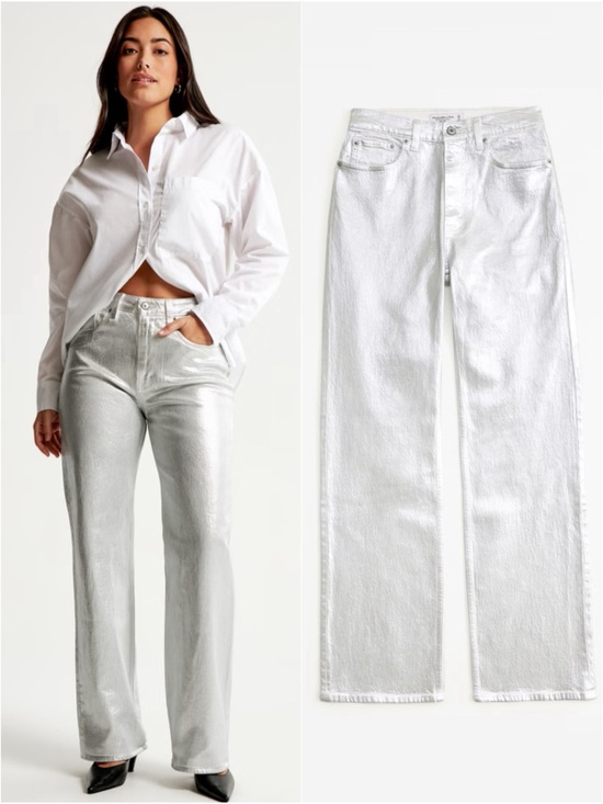 Abercrombie & Fitch Denim - NWT • A&F Silver Metallic Jeans